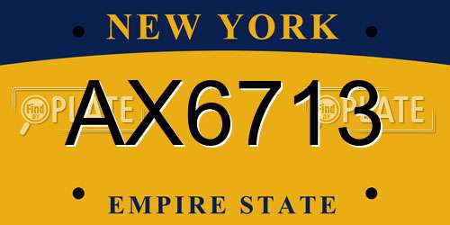 AX6713 New York License Plate