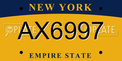 AX6997 New York License Plate
