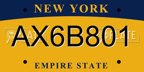 AX6B801 New York License Plate