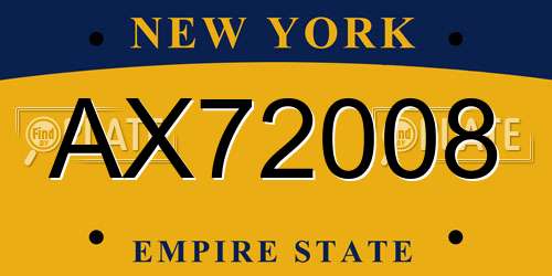 AX72008 New York License Plate