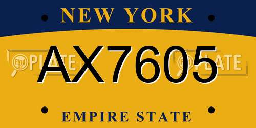 AX7605 New York License Plate