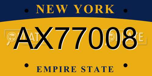 AX77008 New York License Plate
