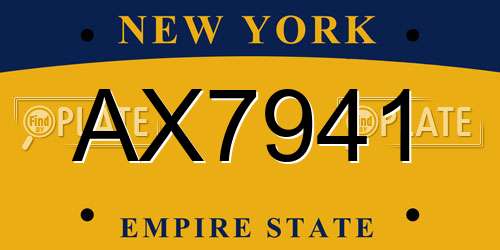 AX7941 New York License Plate