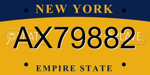 AX79882 New York License Plate