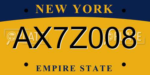 AX7Z008 New York License Plate
