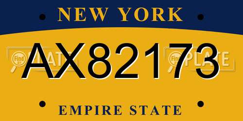 AX82173 New York License Plate