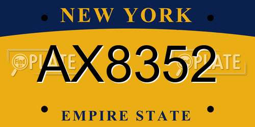 AX8352 New York License Plate