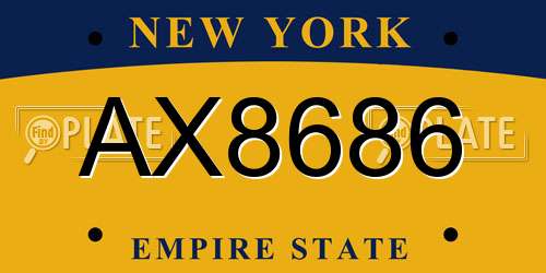 AX8686 New York License Plate