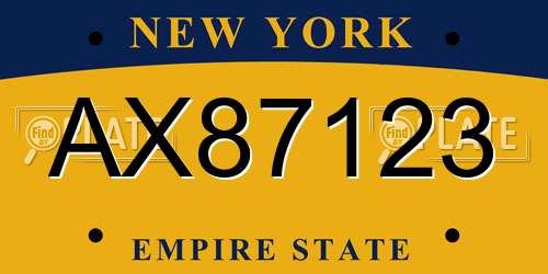 AX87123 New York License Plate