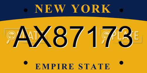 AX87173 New York License Plate