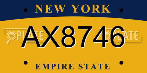 AX8746 New York License Plate