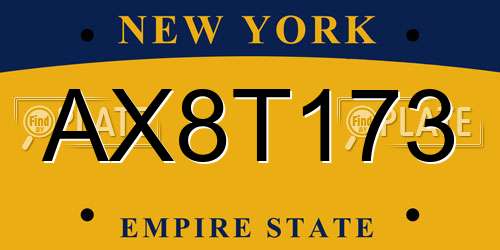 AX8T173 New York License Plate