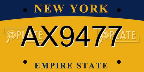 AX9477 New York License Plate
