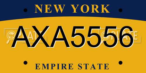 AXA5556 New York License Plate