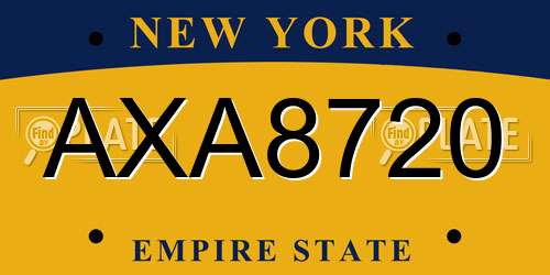 AXA8720 New York License Plate
