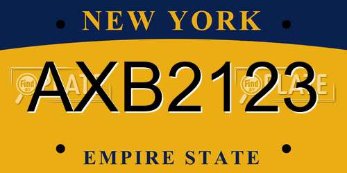 AXB2123 New York License Plate