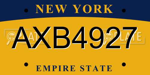 AXB4927 New York License Plate