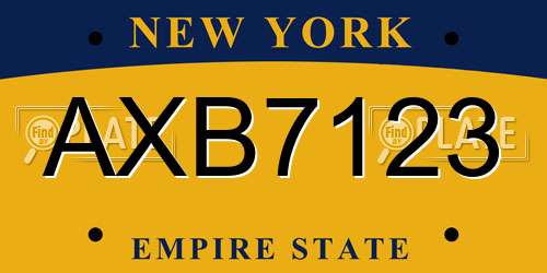 AXB7123 New York License Plate