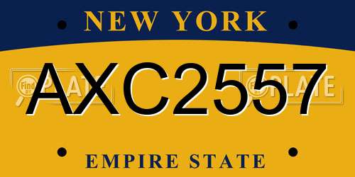 AXC2557 New York License Plate