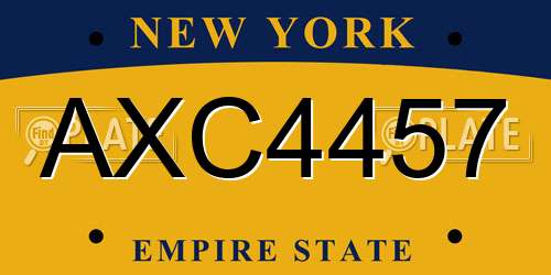 AXC4457 New York License Plate