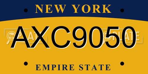 AXC9050 New York License Plate
