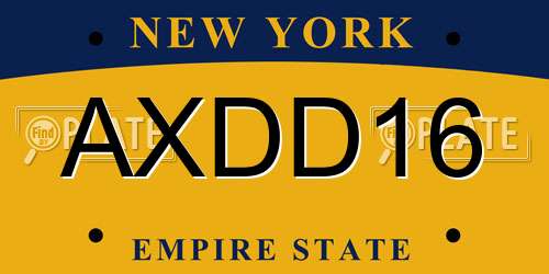 AXDD16 New York License Plate
