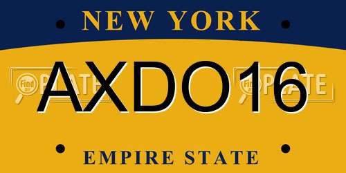 AXDO16 New York License Plate