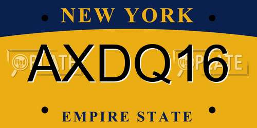 AXDQ16 New York License Plate