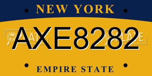 AXE8282 New York License Plate