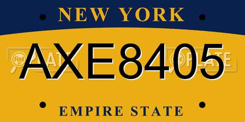 AXE8405 New York License Plate