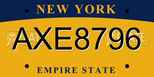 AXE8796 New York License Plate