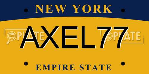 AXEL77 New York License Plate