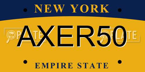AXER50 New York License Plate