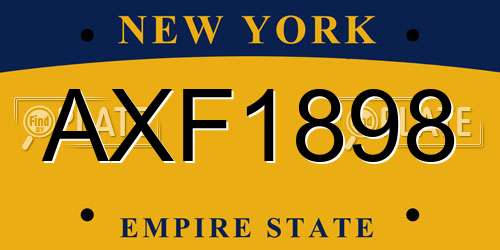 AXF1898 New York License Plate