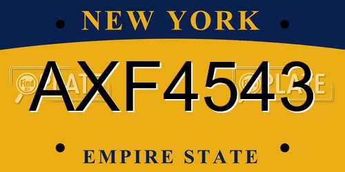 AXF4543 New York License Plate