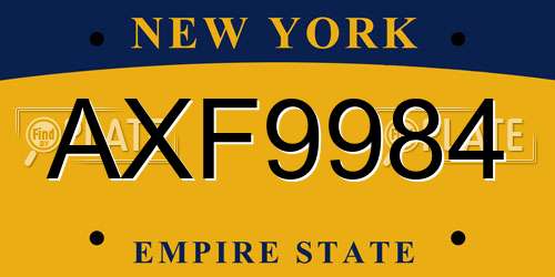 AXF9984 New York License Plate