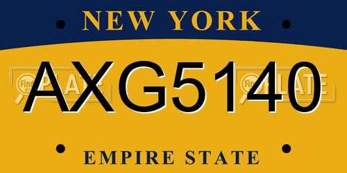 AXG5140 New York License Plate