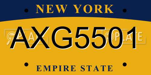 AXG5501 New York License Plate