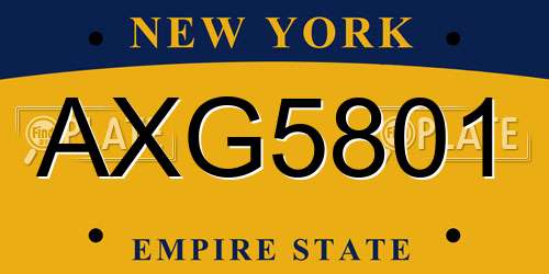 AXG5801 New York License Plate
