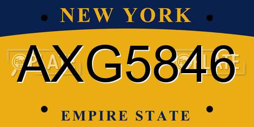 AXG5846 New York License Plate