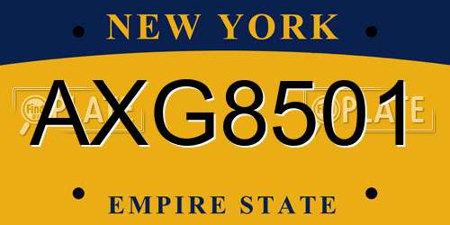 AXG8501 New York License Plate