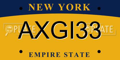 AXGI33 New York License Plate