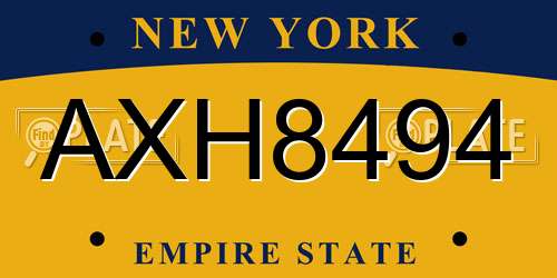 AXH8494 New York License Plate