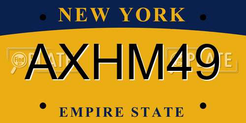 AXHM49 New York License Plate