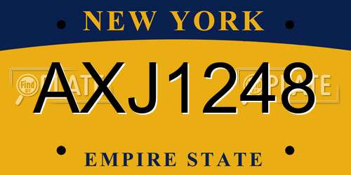 AXJ1248 New York License Plate