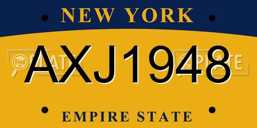 AXJ1948 New York License Plate