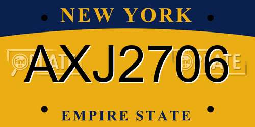 AXJ2706 New York License Plate