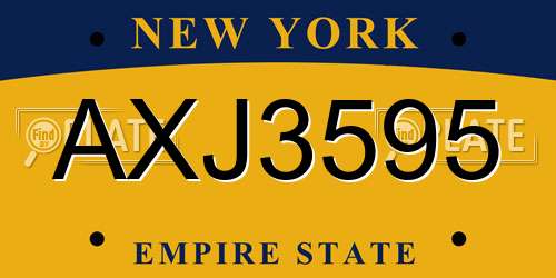 AXJ3595 New York License Plate