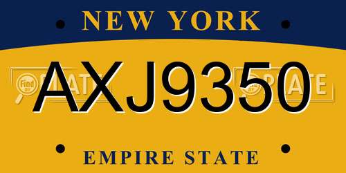 AXJ9350 New York License Plate