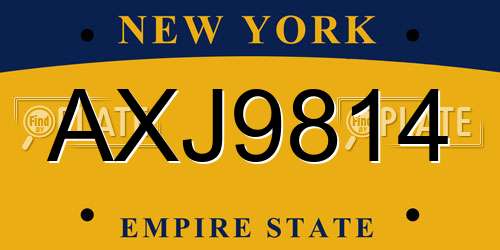 AXJ9814 New York License Plate